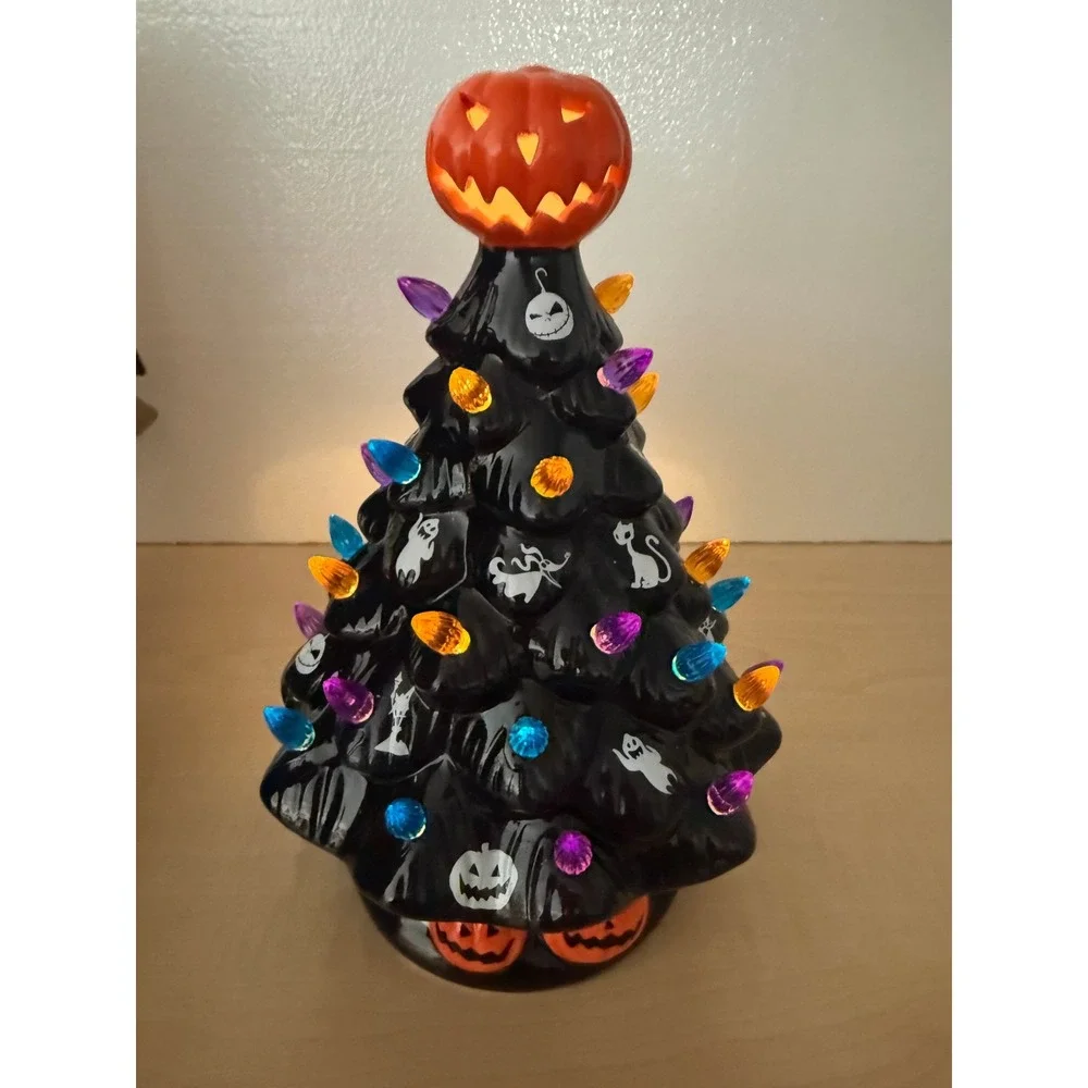 Hot‎ Topic Disney Nightmare Before Christmas Light Up Ceramic Tree Halloween